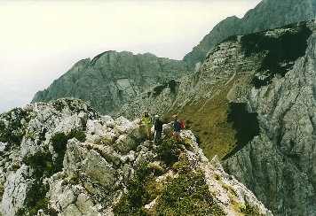Foto: Wolfgang Dröthandl / Wandertour / Vom Bodental auf den Hochstuhl / Der kurze Gipfelgrat vom Bielschitzasattel zum Gipfel erfordert Aufmerksamkeit und Trittsicherheit / 16.05.2011 17:06:21