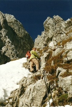 Foto: Wolfgang Dröthandl / Wandertour / Hochschwabrunde übers G´hackte / An der Felsrippe aufwärts - das 'G'hackte' / 16.05.2011 15:22:51
