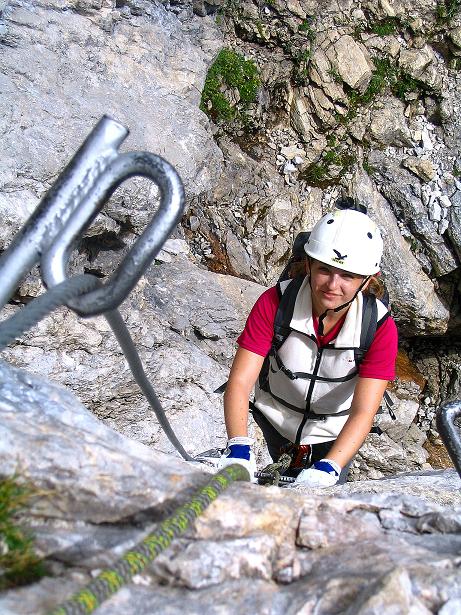 Foto: Andreas Koller / Klettersteigtour / Via Sartor auf den Hochweißstein / Monte Peralba (2694m) / Gut gesichert in der S-Wand / 10.09.2008 00:05:17