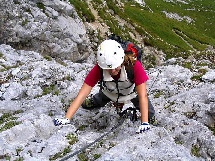 Foto: Andreas Koller / Klettersteigtour / Via Sartor auf den Hochweißstein / Monte Peralba (2694m) / Die steile S-Wand / 10.09.2008 00:04:53