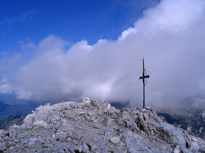 Foto: Andreas Koller / Klettersteigtour / Via Sartor auf den Hochweißstein / Monte Peralba (2694m) / Hochweißstein-Gipfelkreuz / 10.09.2008 00:00:31
