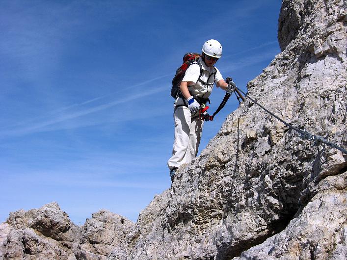 Foto: Andreas Koller / Klettersteigtour / Ferrata Marino Bianchi - Cristallo di Mezzo (3167 m) / Sehr exponierte Passage / 23.09.2008 01:36:41