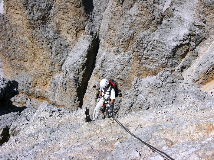 Foto: Andreas Koller / Klettersteigtour / Ferrata Marino Bianchi - Cristallo di Mezzo (3167 m) / Stets ausgesetzt auf der Ferrata / 23.09.2008 01:33:13