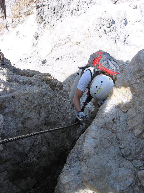 Foto: Andreas Koller / Klettersteigtour / Ferrata Marino Bianchi - Cristallo di Mezzo (3167 m) / Die Schlüsselstelle (C/D) / 23.09.2008 01:32:02