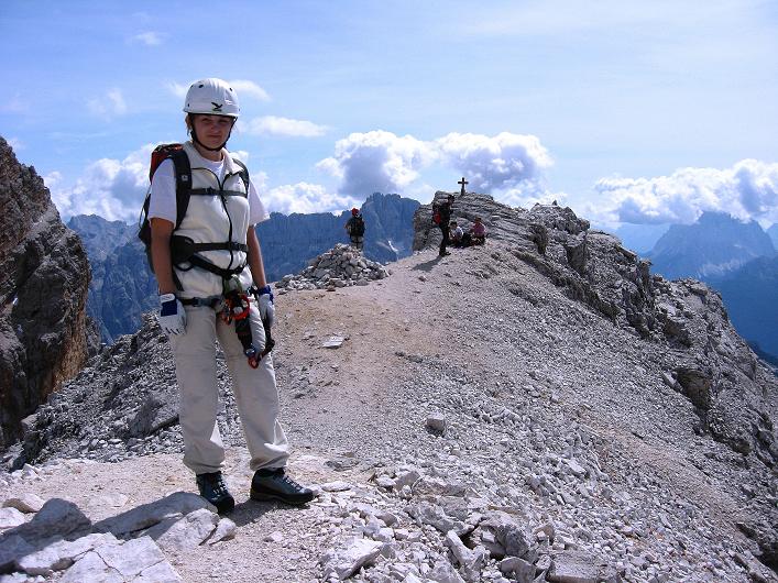 Foto: Andreas Koller / Klettersteigtour / Ferrata Marino Bianchi - Cristallo di Mezzo (3167 m) / Am Gipfel bereit zum Abstieg / 23.09.2008 01:24:59
