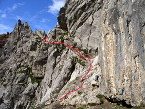 Foto: Datzi / Wandertour / Rundtour im Gr. Walsertal auf die Rote Wand ( Biwak ) / Gesichertes Teilstück beim Einstieg zur Roten Wand / 06.12.2008 18:37:34