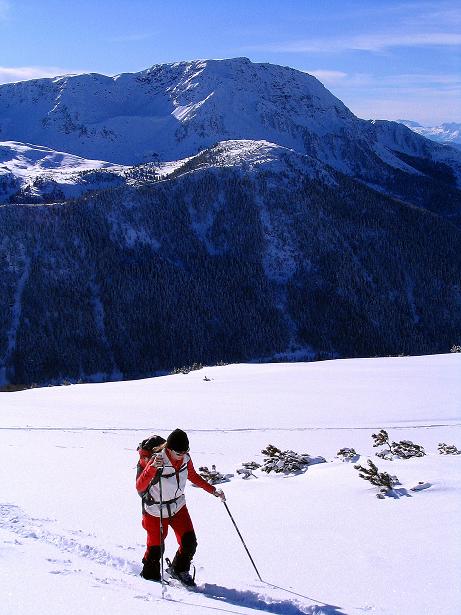 Foto: Andreas Koller / Skitour / Von Reinswald auf die Getrumspitze (2589m) / Die Kulisse bildet der Villanderer Berg (2509 m) / 15.12.2008 03:01:56