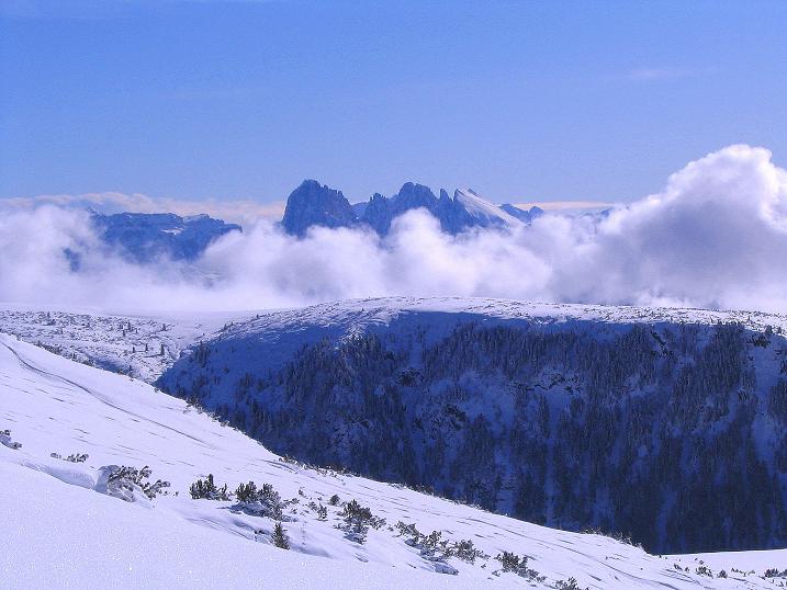Foto: Andreas Koller / Skitour / Von Reinswald auf die Getrumspitze (2589m) / Langkofel (3181 m) und Plattkofel (2958 m) / 15.12.2008 03:01:06