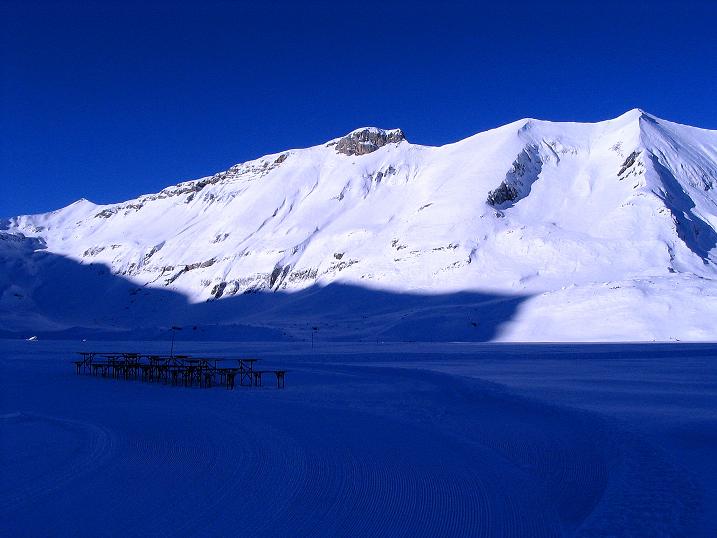 Foto: Andreas Koller / Skitour / Von der Engstligenalp auf das Chindbettihorn (2691m) / Engstligenalp mit Ammertenhorn (2614 m) / 09.01.2009 23:50:20