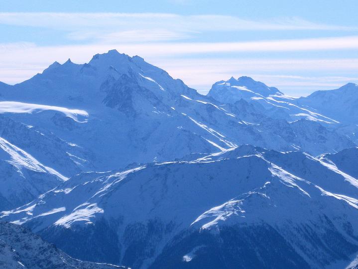 Foto: Andreas Koller / Skitour / Von der Lauchernalp aufs Hockenhorn (3293m) / Dom (4545 m) und Monte Rosa (4634 m) / 12.01.2009 19:37:07