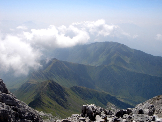 Foto: Manfred Karl / Klettersteigtour / Hohe Warte – Weg der 26er - Überschreitung aus dem Wolayer Tal / Ausblick nach Süden vom Gipfel / 17.07.2009 17:34:05