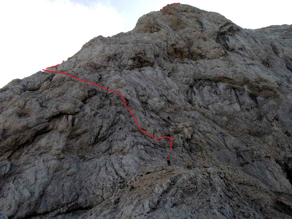 Foto: Datzi / Wandertour / 4-Tages Biwakrundtour in den Julischen Alpen mit 3.Gipfelanstiegen (Triglav-Razor-Skrlatica) mit Klettersteig C-D / Einstieg zum Klettersteig vom Triglav / 04.09.2009 18:22:36