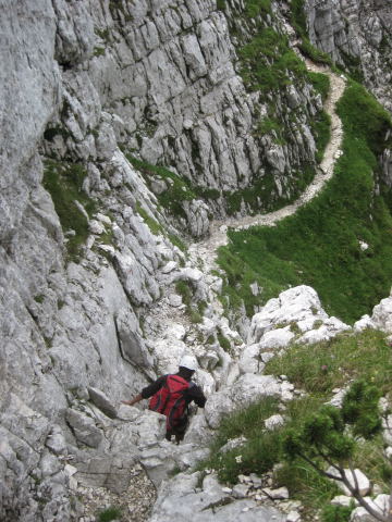 Foto: Wolfgang Lauschensky / Klettersteigtour / Triglav Überschreitung Bambergweg - Ostgrat / ungesicherte Querung in der SW-Wand / 11.09.2009 20:43:16