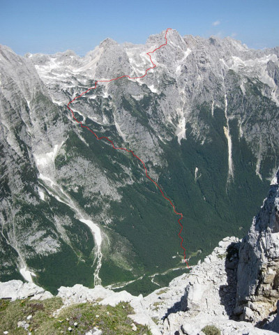 Foto: Wolfgang Lauschensky / Wandertour / Skrlatica 2740m / Anstiegsweg vom Cmir aus gesehen / 20.09.2009 21:30:40