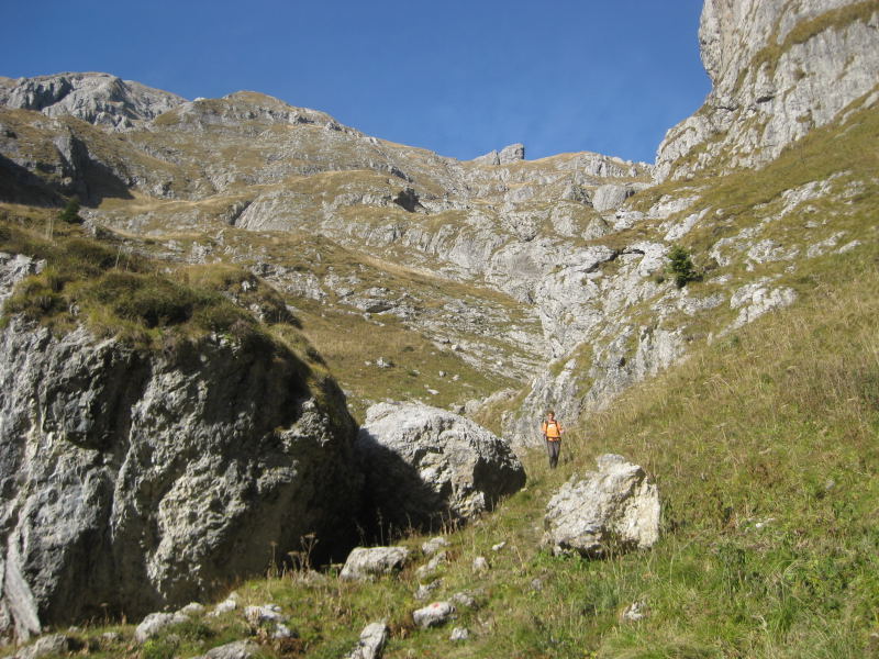 Foto: Wolfgang Lauschensky / Wandertour / Monte Pelf 2502m / Südflanke des Monte Pelf: grasig mit schrofigen Unterbrechungen / 31.10.2009 14:15:07