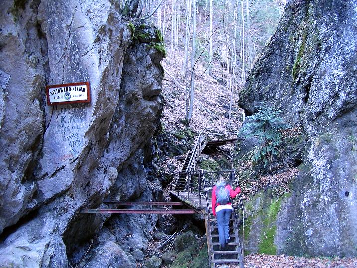 Foto: Andreas Koller / Klettersteigtour / Rudolf-Decker-Steig (720 m) / Zustieg durch die Steinwandklamm / 27.12.2009 01:55:17