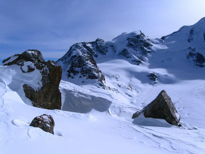 Foto: Andreas Koller / Skitour / Munt Pers und Gletscherabfahrt (3207 m) / Piz Cambarena (3603m) / 07.02.2010 17:38:13