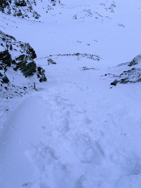 Foto: Andreas Koller / Skitour / Piz Corvatsch (3451 m) / In der steilen Rinne / 09.02.2010 00:11:48