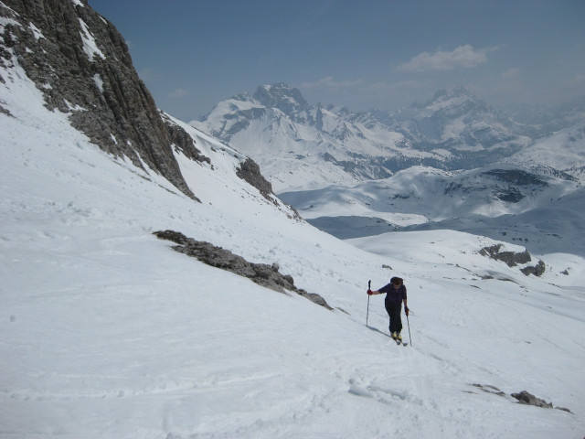 Foto: Wolfgang Lauschensky / Skitour / Monte Sella di Sennes oder Muntejela de Senes (2787m) / Eintritt in den steilen Westhang / 13.04.2010 18:15:58
