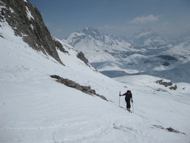 Foto: Wolfgang Lauschensky / Skitour / Monte Sella di Sennes oder Muntejela de Senes (2787m) / Eintritt in den steilen Westhang / 13.04.2010 18:15:58