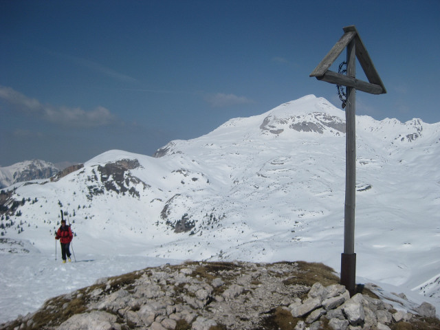 Foto: Wolfgang Lauschensky / Skitour / Monte Sella di Sennes oder Muntejela de Senes (2787m) / Blick zum Muntejela vom Col de Lasta (picola) / 13.04.2010 18:17:28