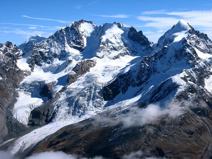 Foto: Andreas Koller / Wandertour / Piz Murtel und Fuorcla Surlej (3433m) / Piz Bernina (4049m) und Piz Rosegg (3937m) / 15.10.2010 21:12:30