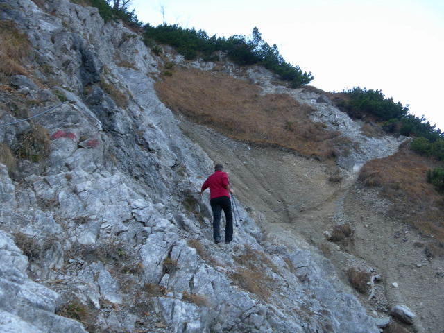 Foto: Wolfgang Lauschensky / Wandertour / Blauberge - Überschreitung / Ausstieg aus der Schlucht mit Querung einer Hangrutschung / 22.11.2011 23:04:46