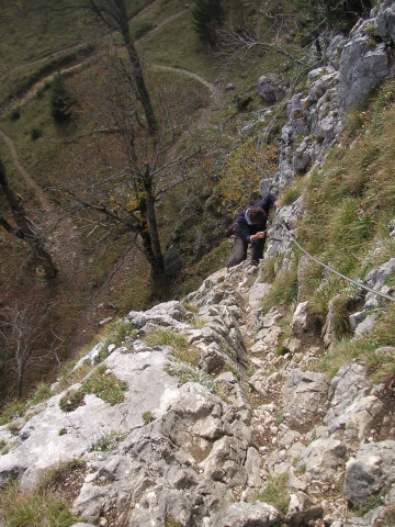 Foto: Wolfgang Lauschensky / Wandertour / Kindlwand Wasserwand Heuberg Kitzstein / gesichertes Abklettern von der Wasserwand / 23.11.2010 17:18:48