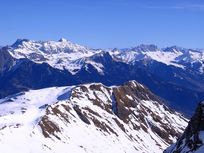 Foto: Andreas Koller / Skitour / Pizol - im Reich der Grauen Hörner (2844m) / Rätikon mit Schesaplana (2965m) und Sulzfluh (2818m) / 11.02.2011 18:53:45