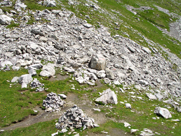 Foto: vince 51 / Wandertour / Saladinaspitze/Fensterlewand / das im Text erwähnte namenlose Joch miz den 2 grossen Steinmännern / 01.07.2011 22:30:50