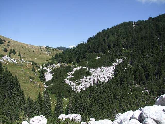 Foto: Datzi / Wandertour / Tour auf den Balinovac im Nationalpark Sjenerni / Beim Abstieg vom Balinovac - Blick zum Rundweg vom Botanischen Garten / 22.07.2011 18:34:08