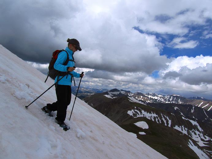 Foto: Andreas Koller / Wandertour / Dyer Mountain (4223m) / Steiler Abstieg nach O / 27.08.2011 23:06:35