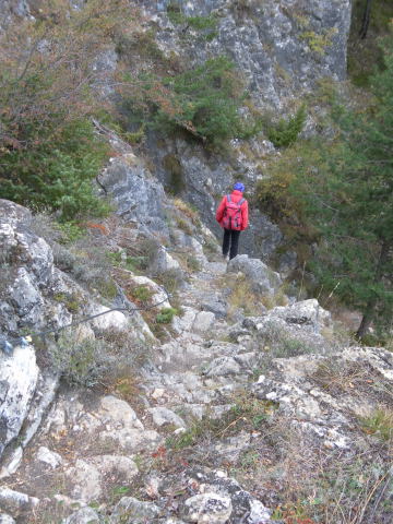 Foto: Wolfgang Lauschensky / Klettersteigtour / Ferrata di Camoglieres auf die Crocetta Soprana / der 'schwierige' Abstiegspart / 28.10.2011 21:05:25