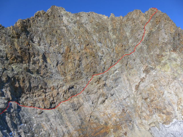 Foto: Wolfgang Lauschensky / Wandertour / Cima Argentera 3297m, Königin der Seealpen / Anstiegsroute in der gewaltigen Ostwand der Cima Argentera / 29.10.2011 19:08:41