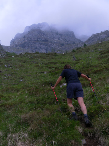 Foto: Wolfgang Lauschensky / Wandertour / Cima dei Lasteri 2459m / steile Wiesen zum Lasterifels / 12.06.2012 18:34:27