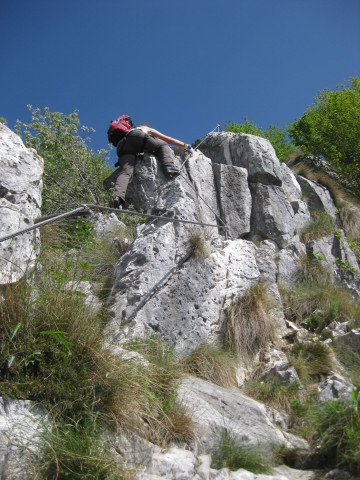 Foto: Wolfgang Lauschensky / Klettersteigtour / Via Ferrata Sass Brusai auf den Monte Boccaor 1532m / schöne Gratblöcke / 13.07.2012 08:02:41