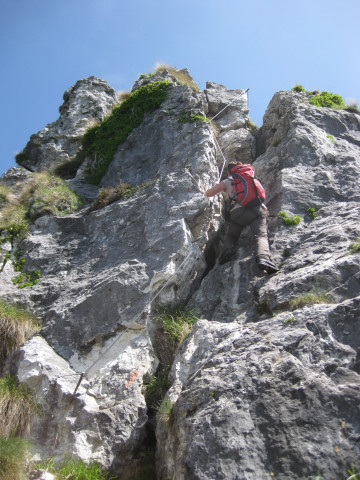 Foto: Wolfgang Lauschensky / Klettersteigtour / Via Ferrata Sass Brusai auf den Monte Boccaor 1532m / Gratverschneidung / 13.07.2012 08:00:47