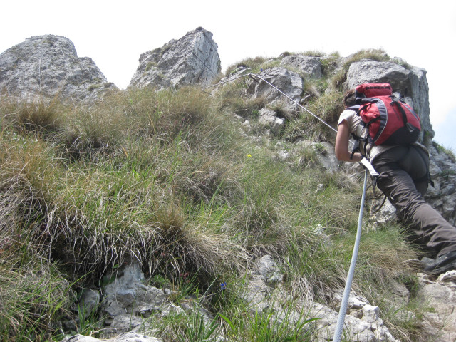 Foto: Wolfgang Lauschensky / Klettersteigtour / Via Ferrata Carlo Guzzella auf den Monte Grappa 1742m / die ersten Gras-Schrofen / 13.07.2012 19:28:32