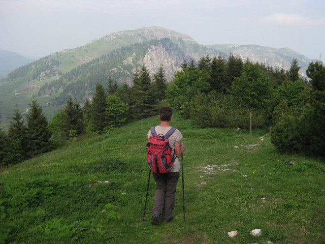 Foto: Wolfgang Lauschensky / Klettersteigtour / Via Ferrata Carlo Guzzella auf den Monte Grappa 1742m / Abstieg zur Malga Val Vecchia, dahinter der Monte Meatte / 13.07.2012 19:25:32