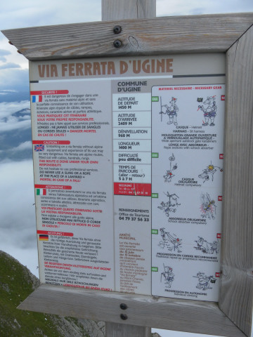 Foto: Wolfgang Lauschensky / Klettersteigtour / Mont Charvin 2409m über Via ferrata d’Ugine / Abstiegsinfotafel / 21.09.2012 18:28:43