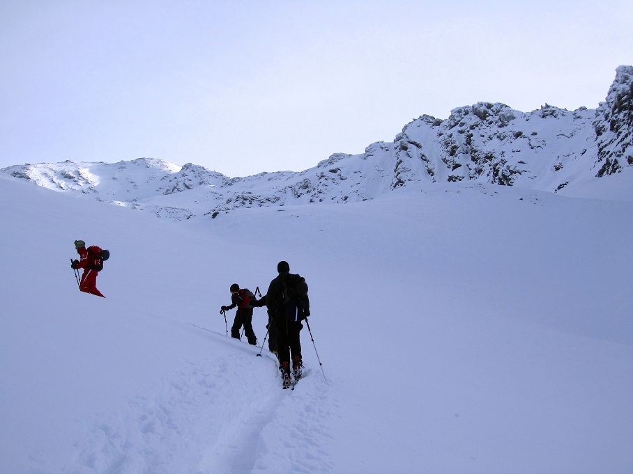 Foto: Andreas Koller / Skitour / Pischahorn und Mattjischtälli (2980m) / Anstieg in der Verborgen Pischa / 20.01.2013 22:12:55