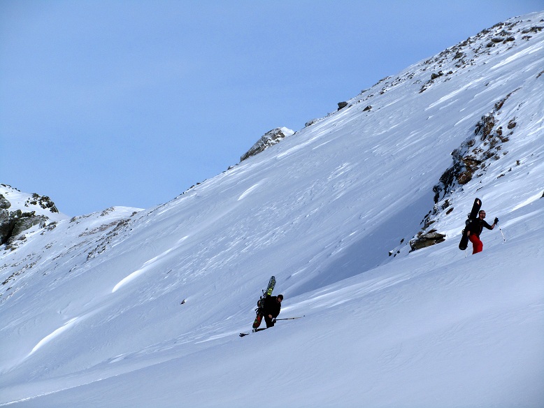 Foto: Andreas Koller / Skitour / Pischahorn und Mattjischtälli (2980m) / Steilstufe zum NW-Grat / 20.01.2013 22:09:43