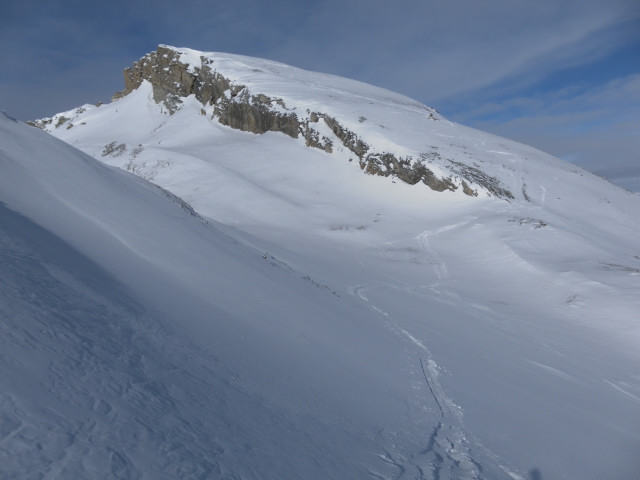 Foto: Wolfgang Lauschensky / Skitour / Piz Tomül 2946m / Gipfelflanke aus dem Sattel / 30.01.2013 17:42:29