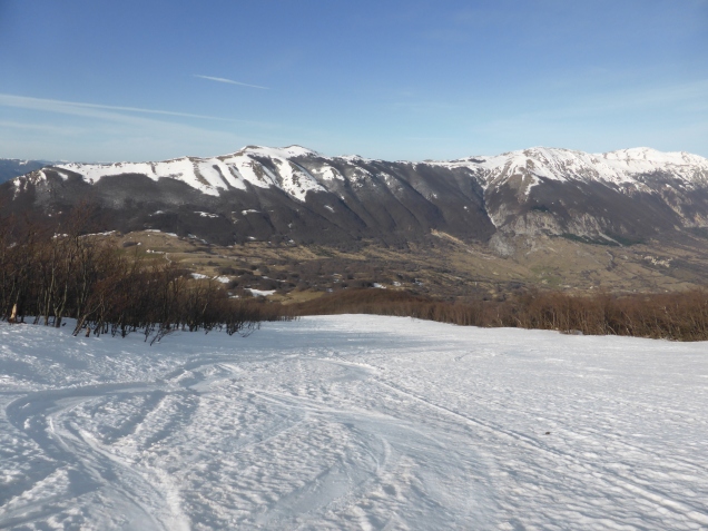 Foto: Manfred Karl / Skitour / Monte Amaro, 2793 m / Am Beginn der Rinne / 25.03.2014 20:07:28