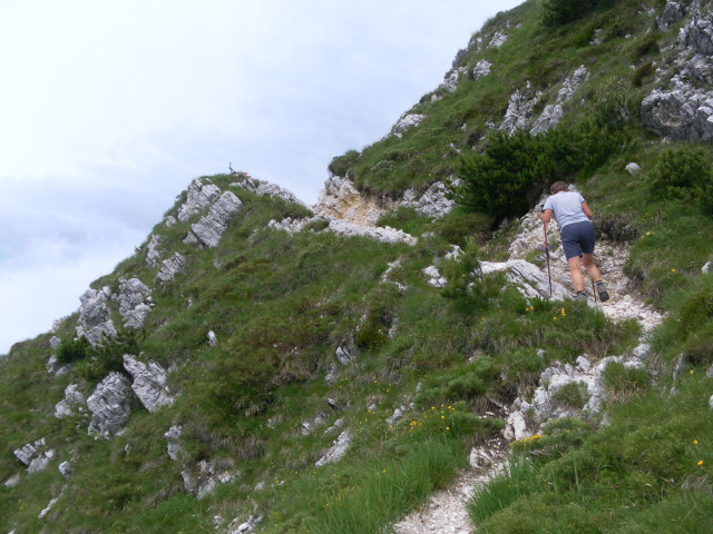 Foto: Wolfgang Lauschensky / Wandertour / Monte Chiampon 1709m / steile Grasrinne vor dem Gedenkkreuz / 02.07.2014 20:56:02