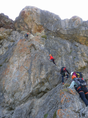 Foto: Wolfgang Lauschensky / Klettersteigtour / Rocher Blanc Voie facile / Rinne zum Überhang / 20.09.2014 00:45:12
