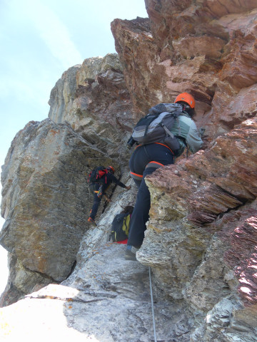 Foto: Wolfgang Lauschensky / Klettersteigtour / Rocher Blanc Voie facile / Felsband zur Steilrinne / 20.09.2014 00:44:50