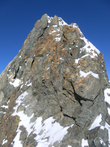 Foto: Wolfgang Lauschensky / Wandertour / Roche Faurio 3730m und Pointe Xavier Blanc 3677m / Gipfelgratturm wird links umgangen / 20.09.2014 13:42:44