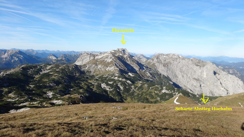 Foto: Datzi / Wandertour / Rundtour über das Weittal zum Hochwart (Biwak) - Abstieg über die Hochalm und Stadurzrinne (Antengraben) / Blick vom Karlstein zur Scharte / 01.10.2014 21:08:44