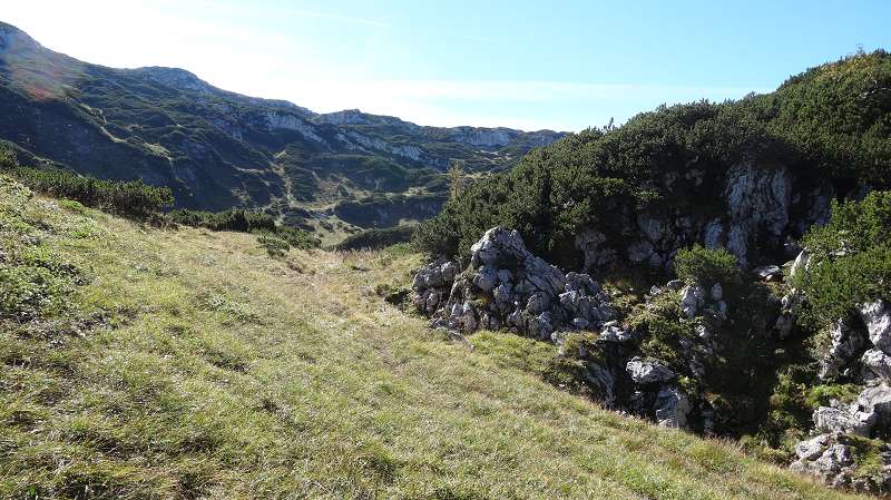 Foto: Datzi / Wandertour / Rundtour über das Weittal zum Hochwart (Biwak) - Abstieg über die Hochalm und Stadurzrinne (Antengraben) / Der Weg von der Hochalm / 01.10.2014 21:09:43